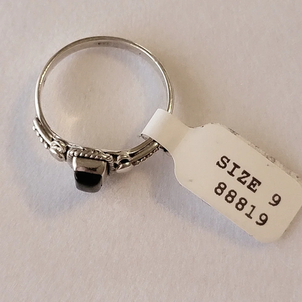 Black Obsidian Sterling Silver Orion Ring Filigree Sheen Cabochon